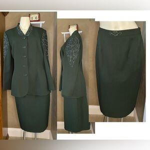 Vintage John Meyer Of Norwich Skirt Blazer Set Beaded Multicolored Sequin